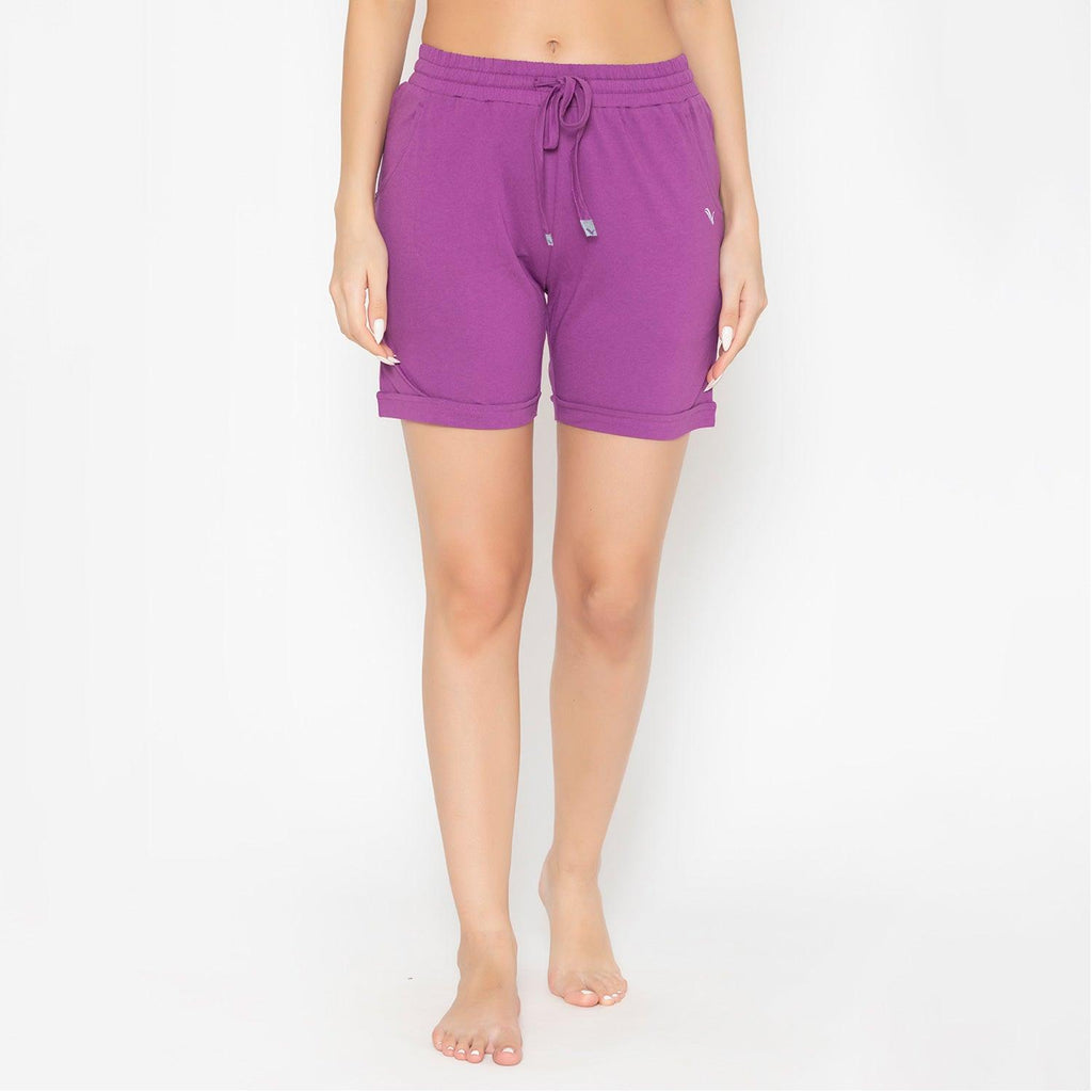 Plain Knitted Shorts For Women