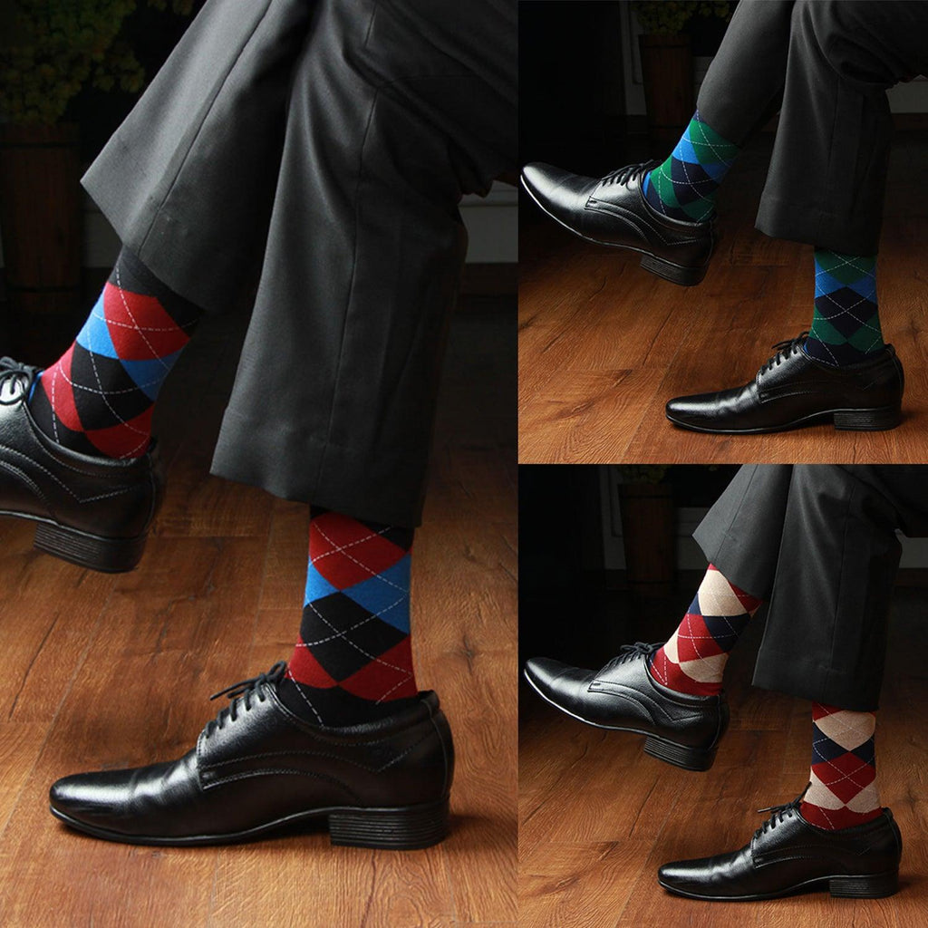 Men's Cotton Argyle Designer Signature Socks - Pack Of 3