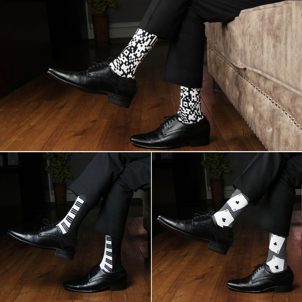 Elite Black & White Designer Socks for Men