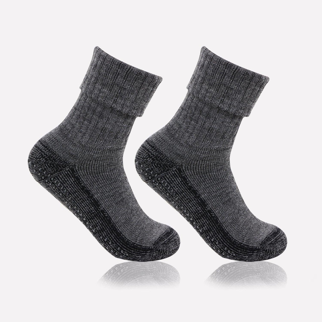Women's Woolen Anthra Color Anti-Skid (Gripper) Indoor Socks - Pack Of 2