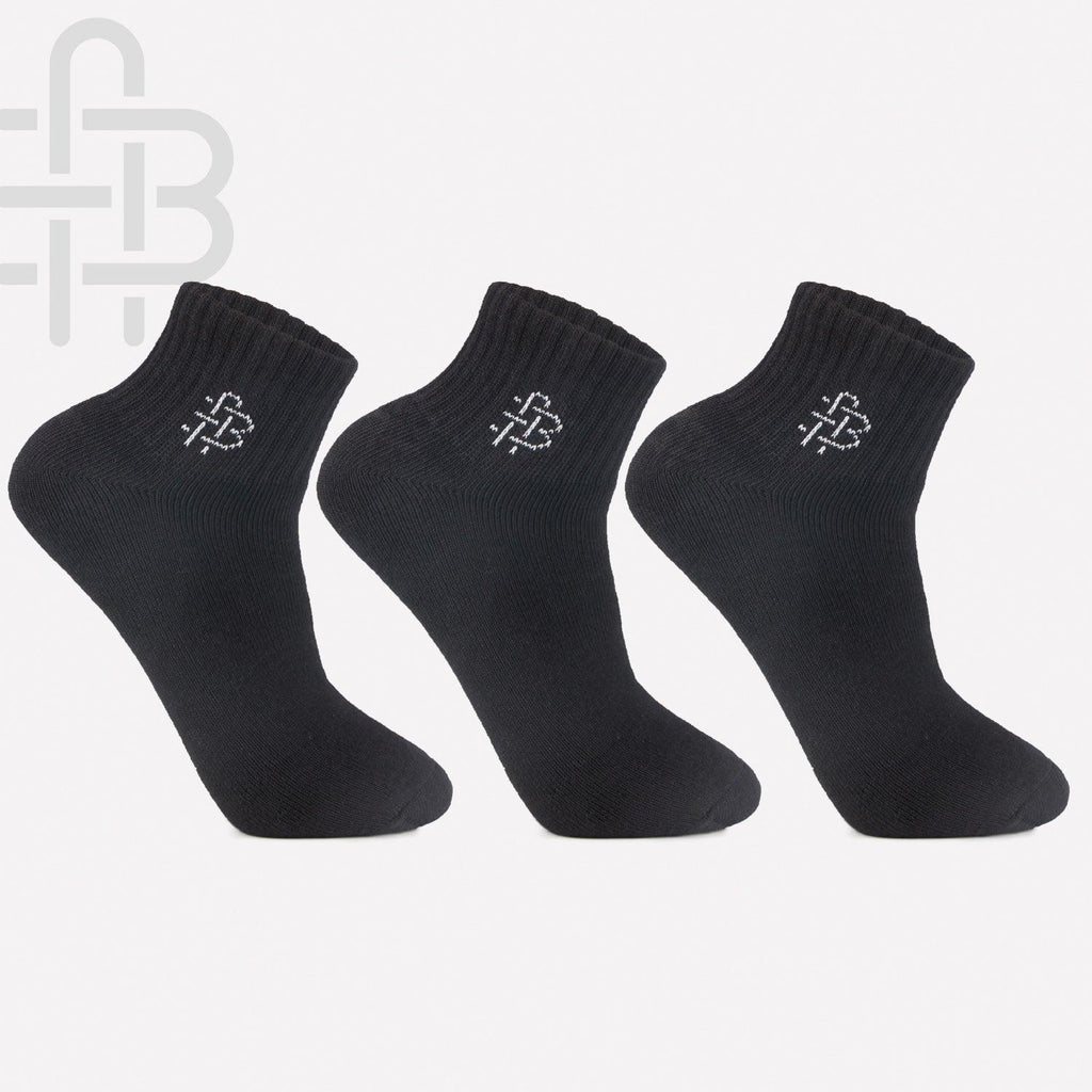 Men Cushioned Black Ankle-Length Joggers Sports Socks